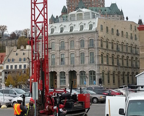 Forage géotechniques et environnementaux sur le quai de la Reine à Québec