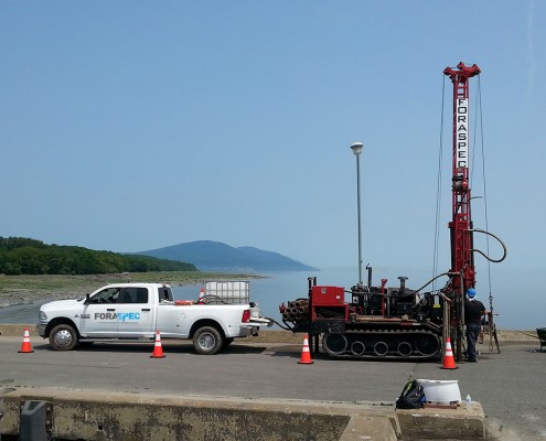 Forages environnementaux sur le quai de St-François à l'Ile d'Orléans